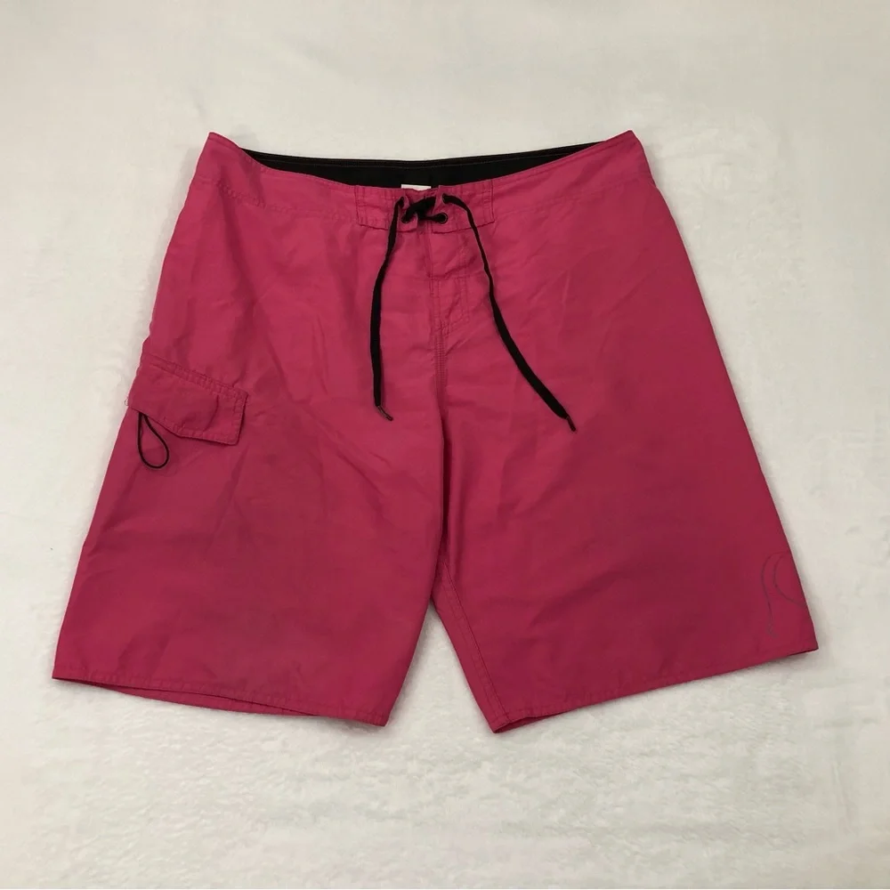 Vintage Quiksilver Surf Hot Pink Beach Pool Swim Trunks Board Shorts Mens 36.
